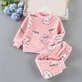 thumbnail image 1 of ATOGUTA Boys Girls Fleece Pajama Set Sleepwear Soft Fleece Pajamas Long Sleeve Top and Long Pants PJ Set Pink Size 1T-7, 1 of 3