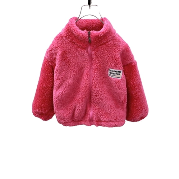 ATOGUTA Boys & Girls Hooded Light Weight Windbreaker Fleece Jacket Full Zip Toddlers Kids Polar Coat Outwear Hot Pink, Size 2T-7