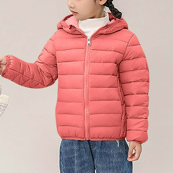 ATOGUTA Boys Girls Jacket Lightweight Hooded Puffer Jacket Kids Winter Coat Warm Comfy Outerwear Watermelon Red, Size 3T-16