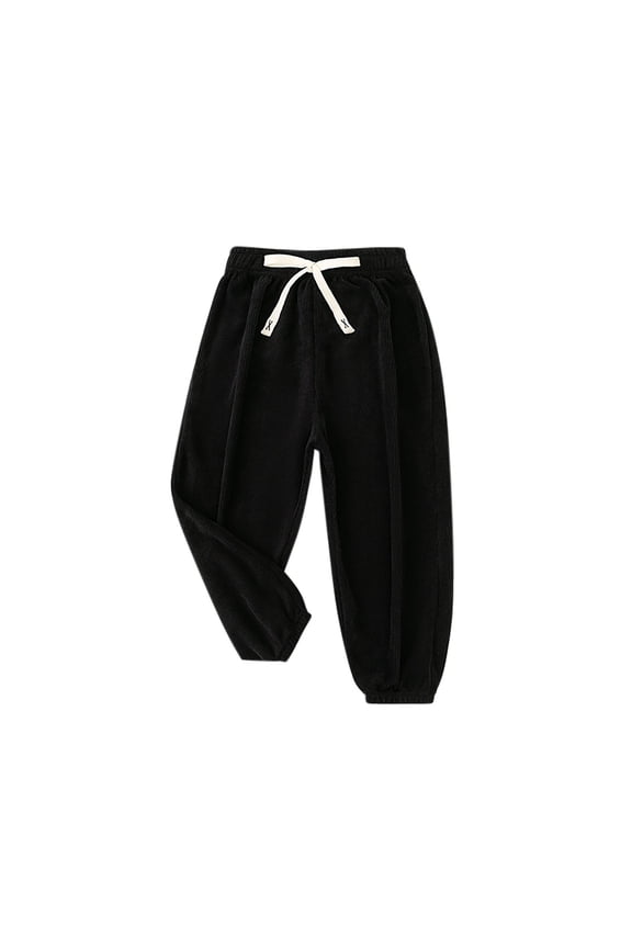 Boys Girls Lightweight Joggers Elastic Waist Baggy Joggers Fall School Uniform Hiking Pants Black, Size 3T-9