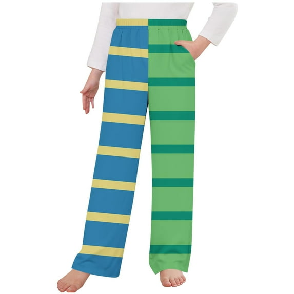 ATOGUTA Boys Girls Pants Kids Striped Pj Pants Comfy Lounge Sleepwear Bottoms with Pockets Size 4T-14