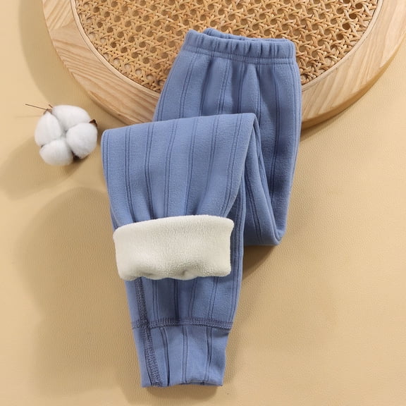 ATOGUTA Boys Girls Pants Size 7-16 Kids Winter Warm Leggings Thick Thermal Tights Pants Dark Blue