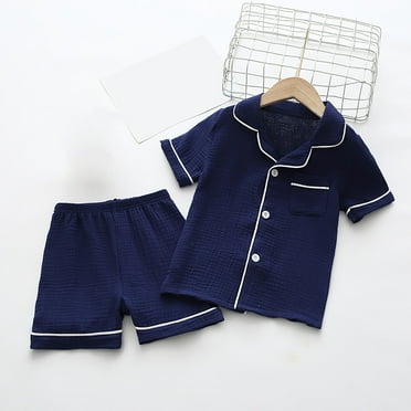 ATOGUTA Boys Pajama Set Size 2T-13 Short Sleeve 2 Piece Clasic Sleepwear for Kids Navy