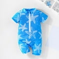 thumbnail image 1 of ATOGUTA Boys Girls Short Sleeve Swimsuits Rash Guard Suits Swimwear Sun Protective Zip Blue, Size 3M-3T, 1 of 3