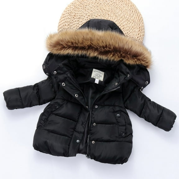 ATOGUTA Boys Girls Ski Jacket Warm Winter Coat Windproof Rain Jacket Snow Coat Black, Size 6M-5T