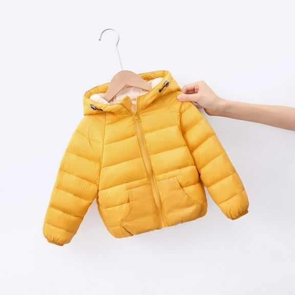 ATOGUTA Boys Girls' Suits & Sport Coats Warm Winter Coat Windproof Rain Jacket Snow Coat Yellow, Size 2T-9