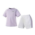 thumbnail image 1 of ATOGUTA Boys Girls Summer Outfits 4T-12 2 Piece Athletic Crewneck T-Shirt and Shorts Outfit for Boys Purple, 1 of 2