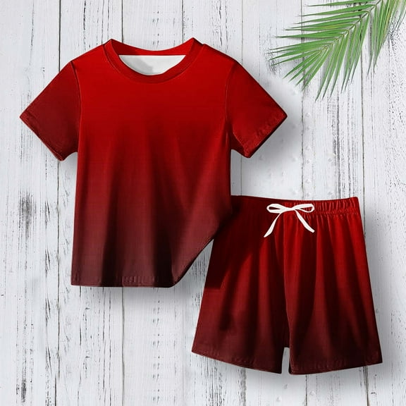 ATOGUTA Boys Girls Summer Short Set Cute Outfits Graphic T Shirt Sweatpants 2Pcs Tracksuit Red, Size 3T-14