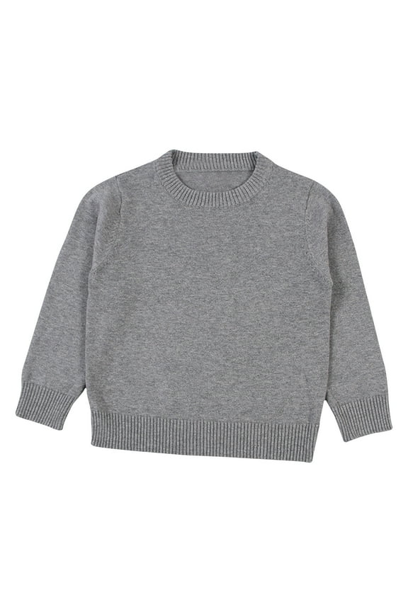Boys Girls Sweater Long Sleeve Crew Neck Knit Pullover Jumper Top Gray, Size 12M-9