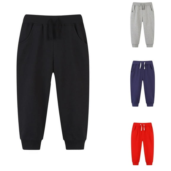ATOGUTA Boys Girls Sweatpants Cotton Drawstring Casual Pull-on Jogger Pants for Boys or Girls Black, Size 2T-7