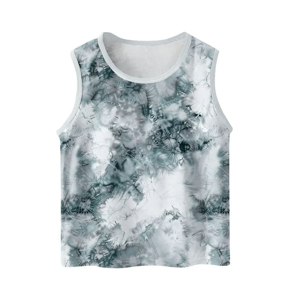 ATOGUTA Boys Girls Tank Tops Gray Kids Tie Dye Sleeveless Workout Running Sports Shirts Size 3T-15