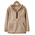 thumbnail image 1 of ATOGUTA Boys Girls Thicken Fleece Hooded Jacket Half Ziper Hoodies Long Sleeve Fleece Zip Up Pullover Sweatshirts Khaki, Size 3T-14, 1 of 5