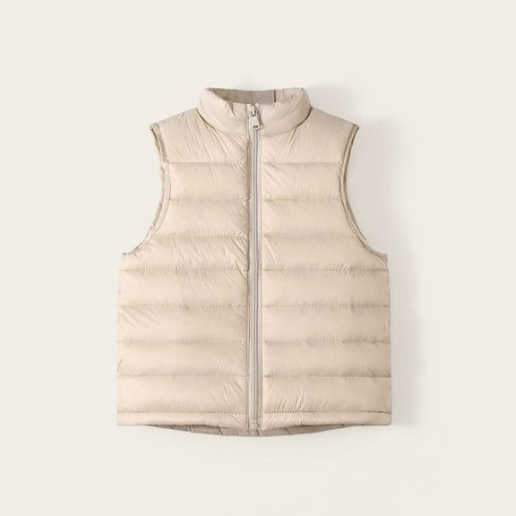 ATOGUTA Boys Girls Vest Warm Lightweight Sleeveless Outerwear Vests Beige, Size 4T-16