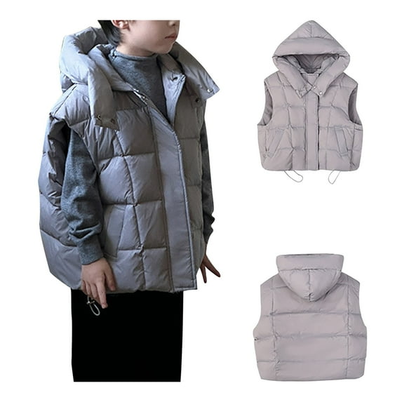ATOGUTA Boys Girls Vest Warm Lightweight Sleeveless Outerwear Vests Gray, Size 3T-14