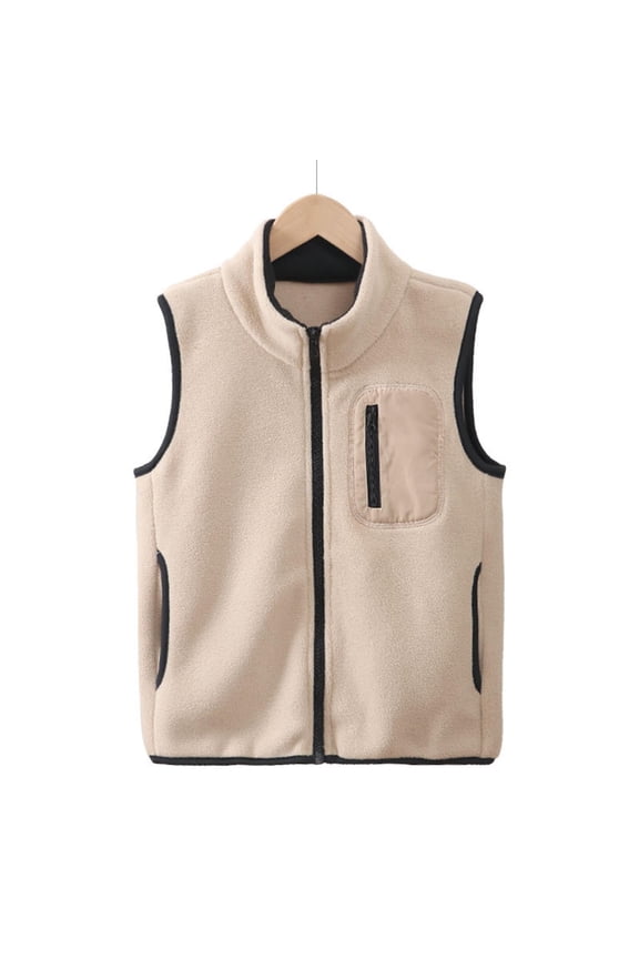Boys Girls Vest Warm Lightweight Sleeveless Outerwear Vests Khaki, Size 4T-18