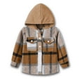 thumbnail image 1 of ATOGUTA Boys Girls Warm Plaid Flannel Shirt Jacket Full-Zip Hooded Sweatshirt Brown, Size 3M-5T, 1 of 5