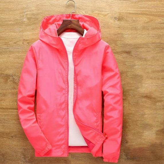 ATOGUTA Boys Girls Windbreaker Rain Jacket Fashion Hoodies Outwear Coat Waterproof Zipper Raincoat Pink, 4T-12