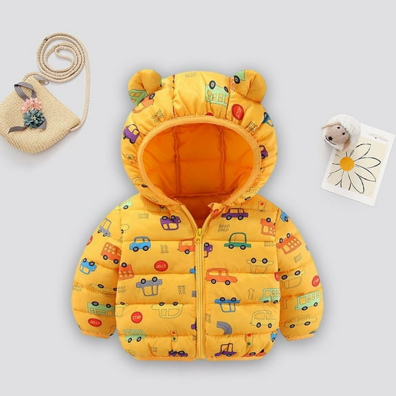ATOGUTA Boys Girls' Winter Coat Winter Warm Jacket Lightweight Puffer Coat Yellow, Size 1T-8