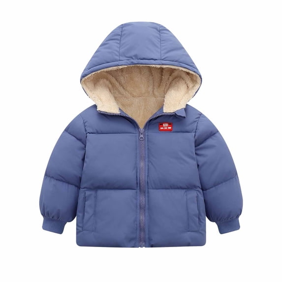 ATOGUTA Boys' Heavyweight Puffer Jacket Quilted Fleece Lined Puffer Parka Coat Lightweight Winter Coat Light Blue, Size 2T-8