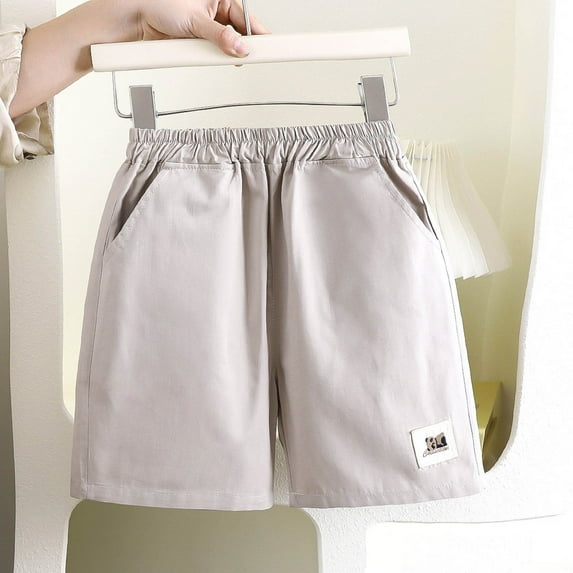 ATOGUTA Boys Hiking Shorts with Pockets Kids Summer Casual Sweat Shorts Elastic Waist Jogger Short Pants Gray, Size 1-10 Years
