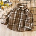 thumbnail image 1 of ATOGUTA Boys Jacket Classic Plaid Long Sleeve Collared Dress Shirt for Boys Size 1T-11, Brown, 1 of 3