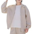 thumbnail image 1 of ATOGUTA Boys Jacket No Hood Casual Zipper Lightweight Sweatshirt Baseball Jacket Outwear With Pockets Size 4T-16, Beige, 1 of 2