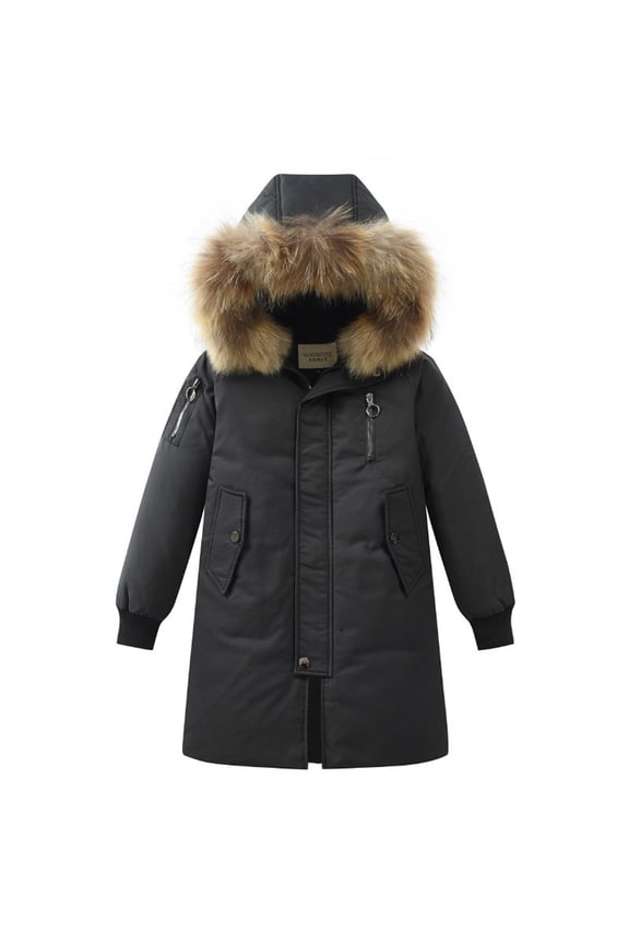 Boys Jackets Waterproof Ski Jacket Outdoor Warm Winter Coat Windproof Rain Jacket Snow Coat Black, Size 4T-14
