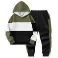 thumbnail image 1 of ATOGUTA Boys' Jogger Set 2 Piece Cozy Pullover Hooded Sweatshirt and Jogger Pants for Boys Girls Size 2T-14, Army Green, 1 of 4