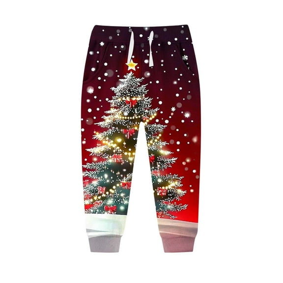 ATOGUTA Boys Jogger Sweatpants Athletic Christmas Printed Fleece Jogger Track Pants for Girls Size 2T-13, Multicolor