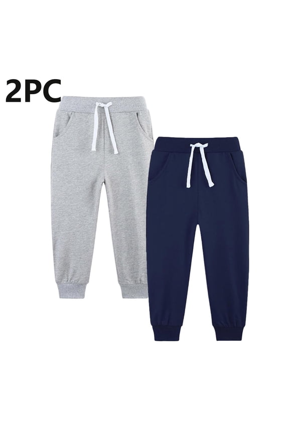 Boys Jogging Pants Size 5T-14 Elastic Waist Athletic Joggers for Running Sports Outdoor School Uniform 2 Pack Gray