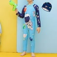 thumbnail image 1 of ATOGUTA Boys Kids Swimsuit Toddlers One Piece Zipper Swimwear with Hat Rash Guard Surfing Suit Blue, Size 3T-11, 1 of 5