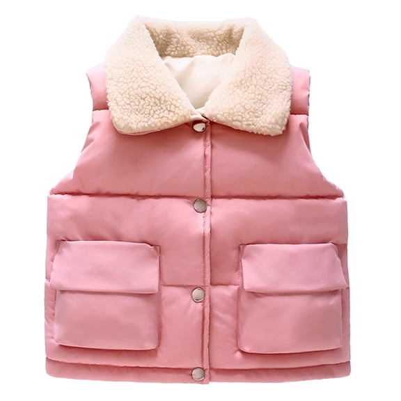 ATOGUTA Boys Lightweight Coat Fleece Vest Sleeveless Outwear Lightweight Warm Jacket Pink, Size 3T-8
