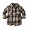 thumbnail image 1 of ATOGUTA Boys' Lightweight Puffer Jacket Button Down Flannel Thick Shirt Fall Winter Coat for Kid Brown, Size 3M-6, 1 of 6