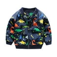 thumbnail image 1 of ATOGUTA Boys' Lightweight Puffer Jacket Varsity Baseball Jacket Dinosaur Zip Up Bomber Jacket Blue , Size 2T-6, 1 of 6