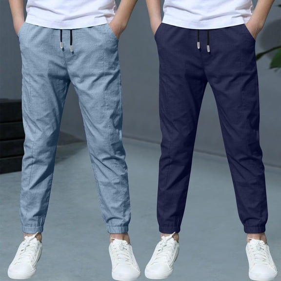 ATOGUTA Boys Lightweight Track Pants 2 Pack Youth Kids Hiking Active Athletic Pants with Pockets Size 3T-13, Navy