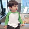 ATOGUTA Boys Long Sleeve Tops Contrast Patchwork Raglan Sleeve T Shirt Basic Long Sleeve Casual Tee Tops for Boys Girls Green, Size 2T-11