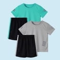 thumbnail image 1 of ATOGUTA Boys Matching Outfits Kid's Reflective Strip Mesh Pullover Tee and Athletic Shorts 4 Piece Set Size 5T-14, Multicolor, 1 of 5