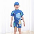 thumbnail image 1 of ATOGUTA Boys One Piece Swimsuit Zipper Rash Guard with Swim Cap Short Sleeve Bathing Suit Blue, Size 3T-11, 1 of 3