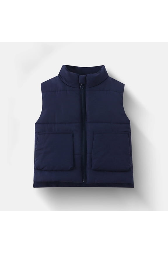 Boys' Outerwear Vest & Coats Long Sleeve Parka Lightweight Warm Puffer Outwear with Pocket Size 0-8, Navy