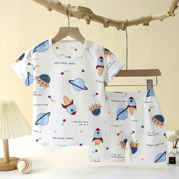 ATOGUTA Boys Pajama Set 2 Piece Short Sleeve Pjs Kids Summer Sleepwear Clothes Set 6M-6