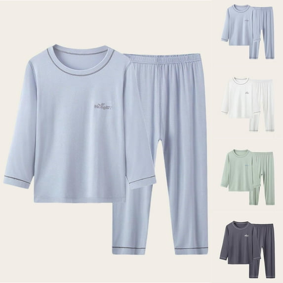 ATOGUTA Boys Pajamas 2 Pieces Pajama Set for Boy Long Sleeve Set Sleepwear Soft Cute for Kids Size 3T-15, Blue