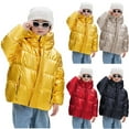 thumbnail image 1 of ATOGUTA Boys Puffer Jacket Winter Fleece Jacket Zip Up Hooded Puffer Quilted Kids Outerwear Jacket for Boys Size 1T-11 Yellow, 1 of 6