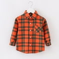 thumbnail image 1 of ATOGUTA Boys' Reversible Lightweight Puffer Jacket Flannel Plaid Shirts Kids Cotton Long Sleeve Button Down Shirt Orange, Size 1T-10, 1 of 5