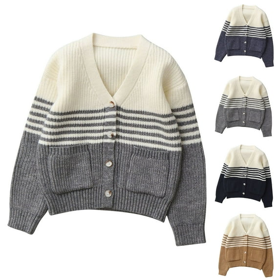 ATOGUTA Boys School Sweater Kids Casual V Neck Button Down Uniform Sweaters Size 5T-14, Gray