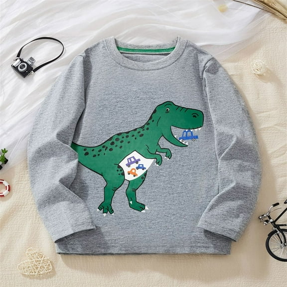 ATOGUTA Boys Shirt Long Sleeve T-Shirts for Boys Kids Tees Clothes Summer Tops Gray, 3-9 Years