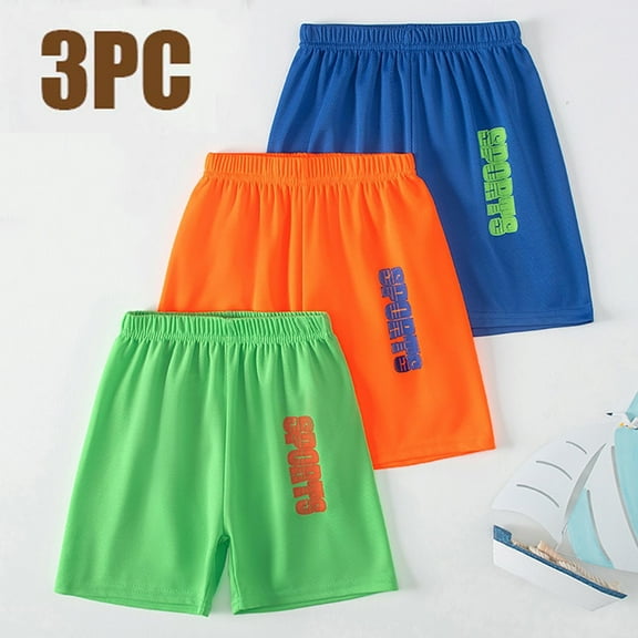 ATOGUTA Boys Shorts Pack of 3 Kids Summer Pull-on Active Jogger Shorts Blue, Size 2-12 Years
