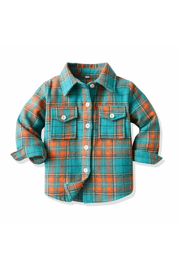 Boys Ski Jacket Button Down Flannel Thick Shirt Fall Winter Coat for Kid Orange, Size 3M-10