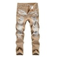 thumbnail image 1 of ATOGUTA Boys' Stretch Denim Slim Pants Skinny Ripped Distressed Fashion Washed Denim Jeans Pants Size 4T-14, Khaki, 1 of 2