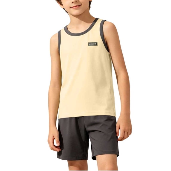 ATOGUTA Boys Summer Outfits Sleeveless Tank Tops and Workout Shorts Set 2 Piece Clothing Set Size 5T-17, Yellow