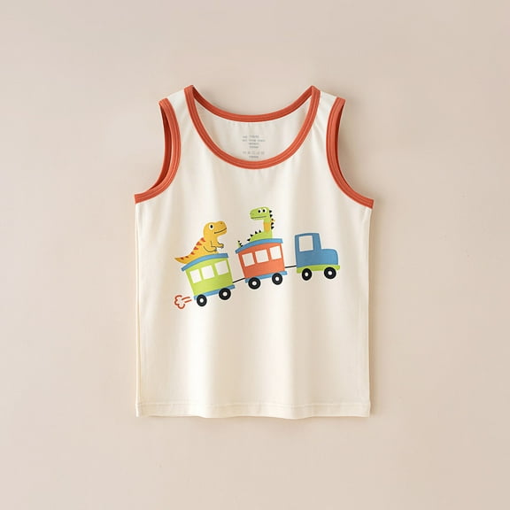 ATOGUTA Boys Summer Tank Tops Red Crew Neck Undershirt Everyday Wear Tees Size 2T-9